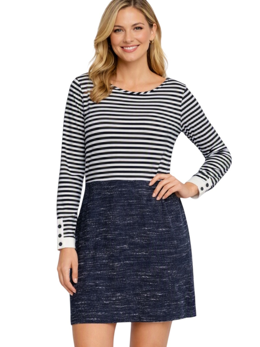 NWT Anthropologie Dolan Faux Wrap Dress Blue Striped Stretch XS
II